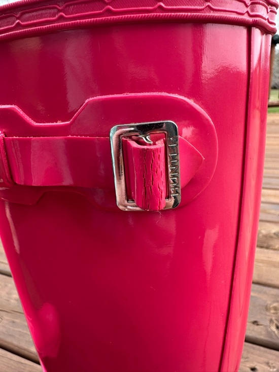 Hunter Glossy Hot Pink Tall Rain Boots - Picture 11 of 12